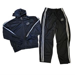 Vintage Tear Pull Away Sweatpants track jacket Snap Button outfit 90s set black